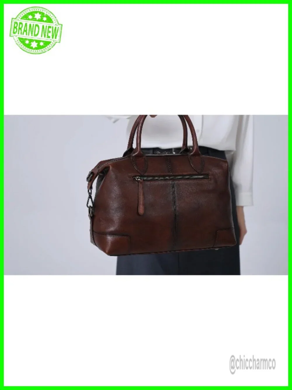Genuine Leather Satchel Tote Bag Large Doctor Purse Crossbody